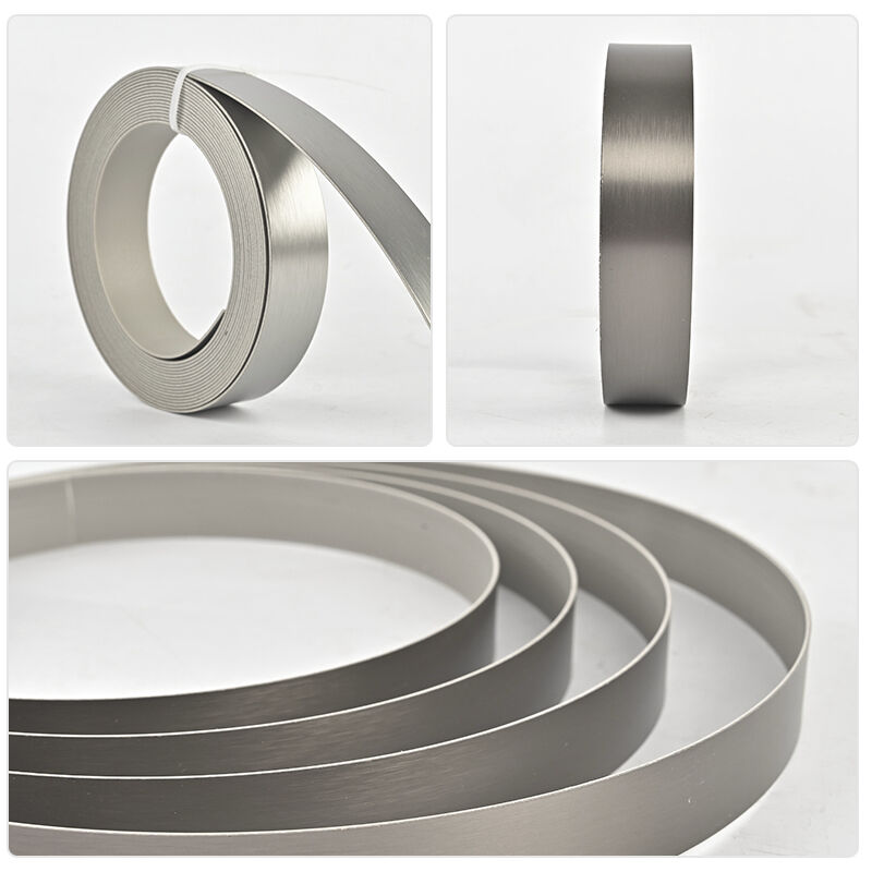 Water Resistant Eco-Friendly Brushed Metallic PVC Edge Banding for Furniture and Cabinets