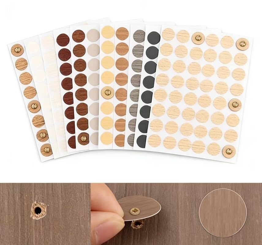 Customized Thickness Water Resistant Eco-Friendly PVC Screw Hole Cover Stickers for Furniture Surface Repair