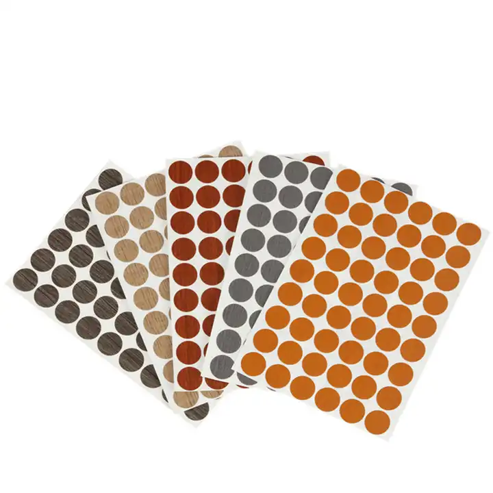 Adhesive Screw Hole Cover Stickers Wood Grain Furniture Stickers Waterproof Screw PVC Cover Caps for Wall Cabinet Desk Repairing