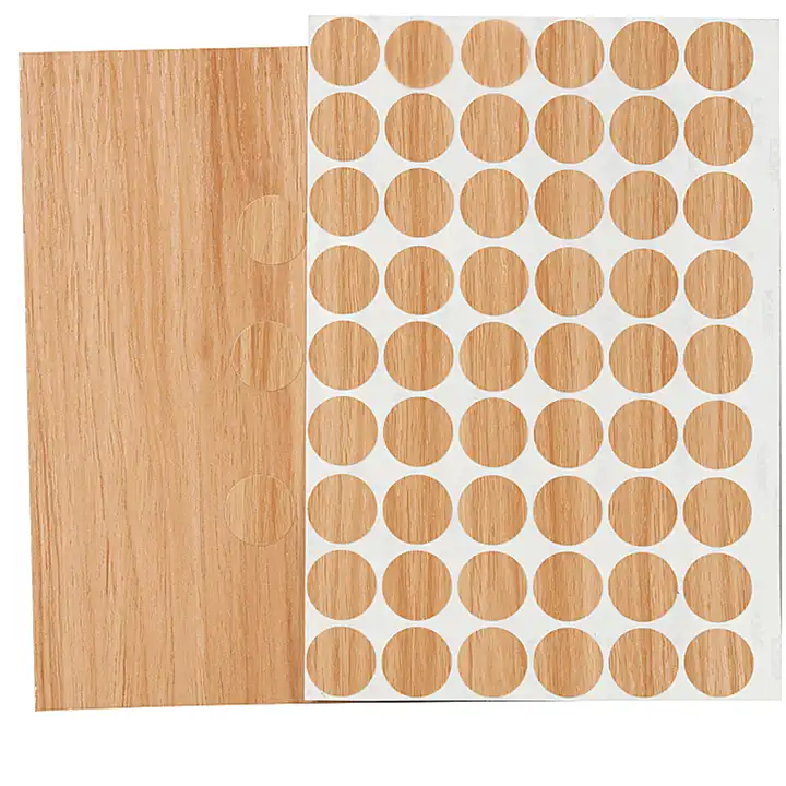 Adhesive Screw Hole Cover Stickers Wood Grain Furniture Stickers Waterproof Screw PVC Cover Caps for Wall Cabinet Desk Repairing