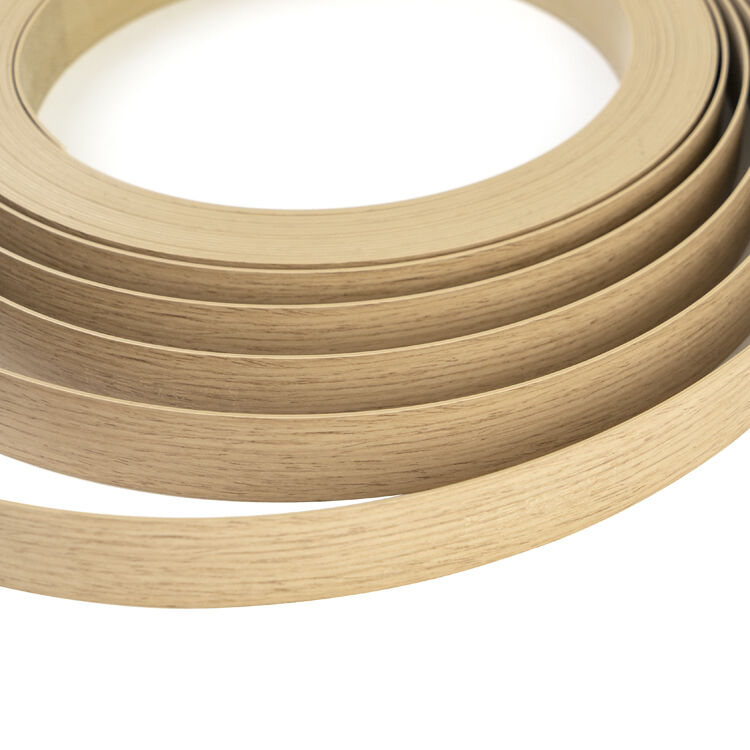 Bande de chant en PVC imitation grain de bois de chêne naturel pour meubles et armoires, finition de bord flexible