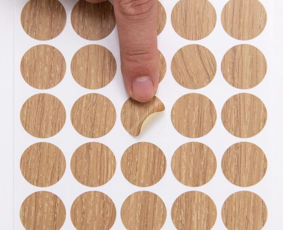 Self-Adhesive Waterproof PVC Screw Cap with Wood Grain Finish for Furniture and Cabinets