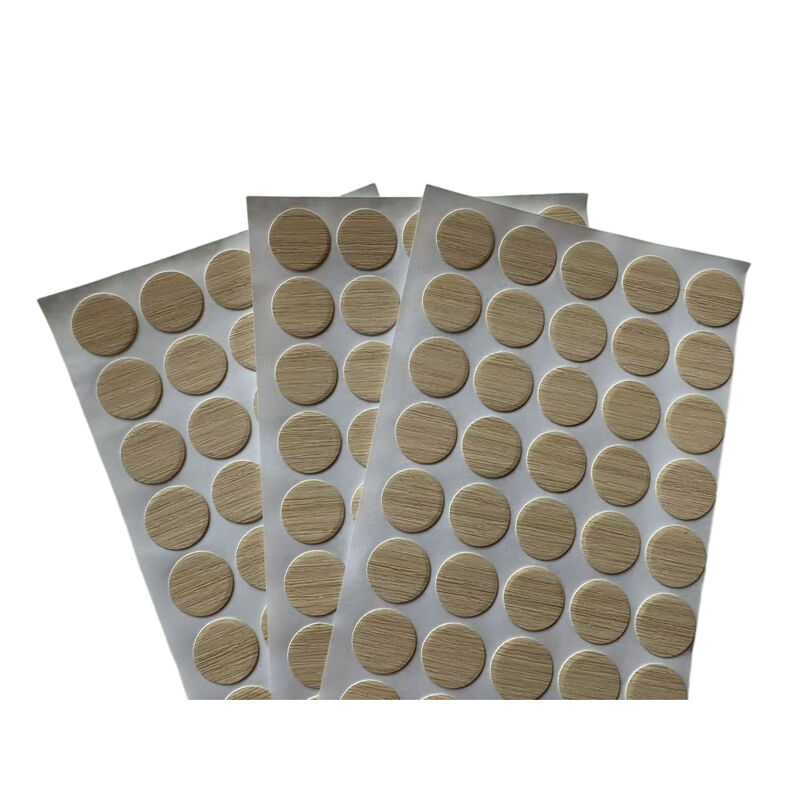 Customized Self-Adhesive Waterproof Eco Friendly PVC Screw Hole Cover Caps with Strong Backing and Seamless Wood Grain Matching