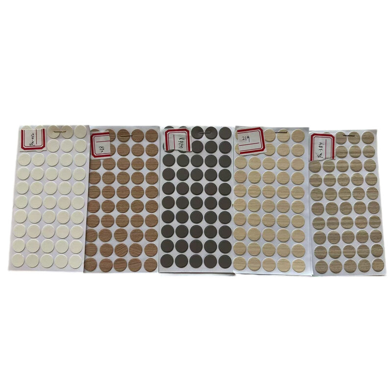 Customized Self-Adhesive Waterproof Eco Friendly PVC Screw Hole Cover Caps with Strong Backing and Seamless Wood Grain Matching