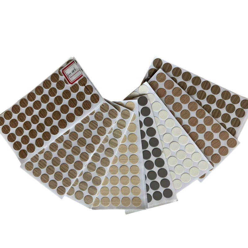 Customized Self-Adhesive Waterproof Eco Friendly PVC Screw Hole Cover Caps with Strong Backing and Seamless Wood Grain Matching