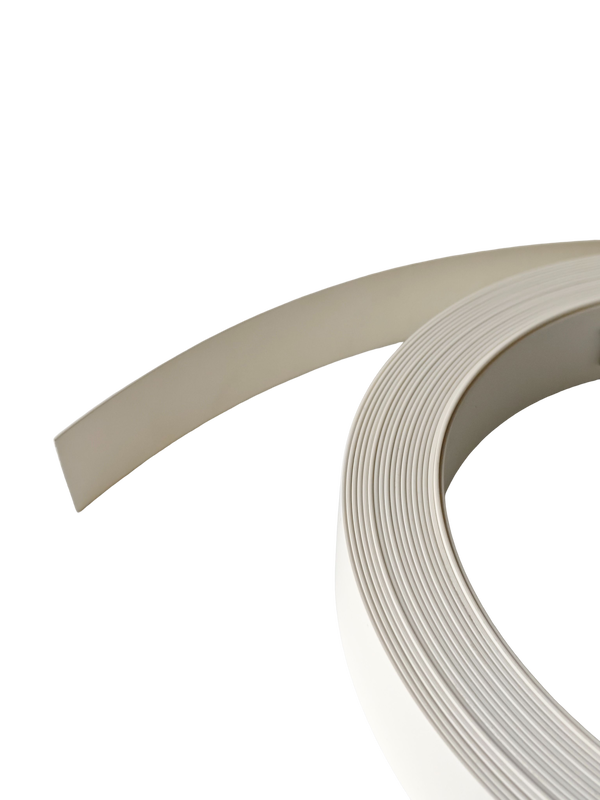 Warm White Matte Waterproof Eco Friendly PVC Edge Banding Tape with Custom Width 12mm~620mm for Cabinet Furniture